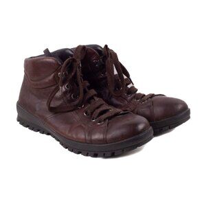 PRADA Dark Brown Leather Hiking Boots size 9